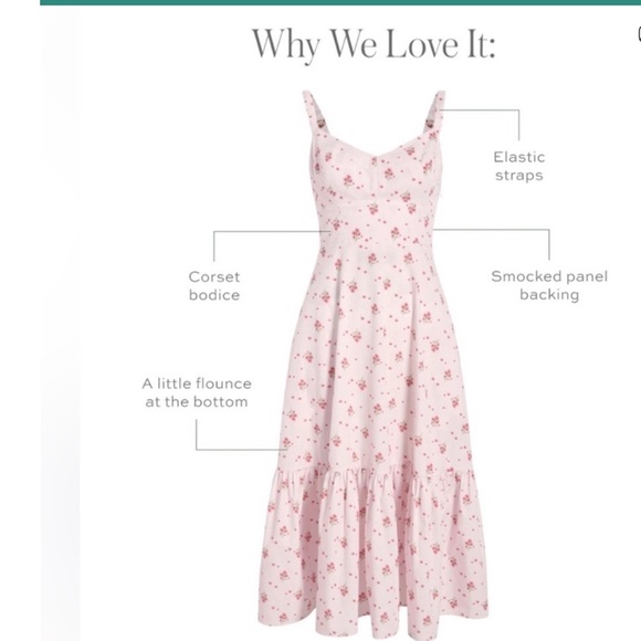 Hill House Home Solange Nap Dress Pink Ditsy Floral Cotton Poplin Size XL - Picture 7 of 13